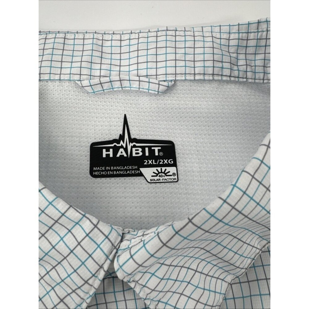 Performance Hiking Shirt Mens 2XL Blue Check Long Sleeve Button Fishing Vented - Picture 3 of 12